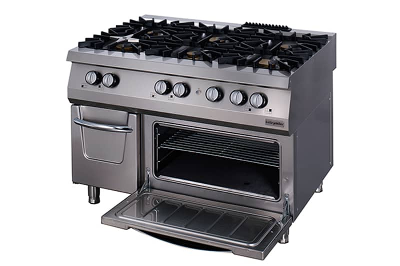 Gas Range with 6 Open Burners and Electric Oven